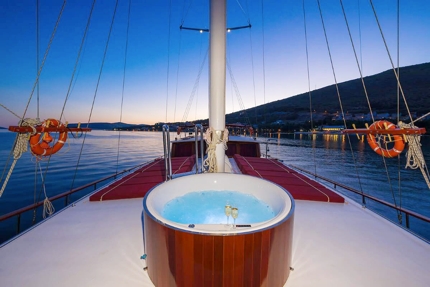 Aurum, a 32m-long gulet with six newly renovated cabins and four crew members